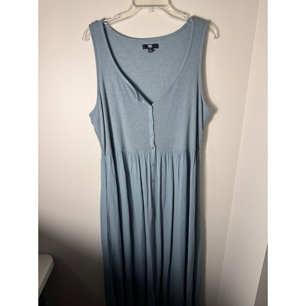 FRYE Women's Blue Ribbed Button Front Midi Dress Plus Size XXL